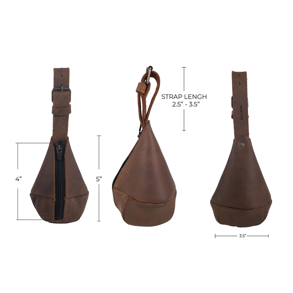 Hide & Drink, Leather Multipurpose Hanging Bag, Coin Cash Pouch, Key Organizer, Cable Holder, Handmade :: Bourbon Brown