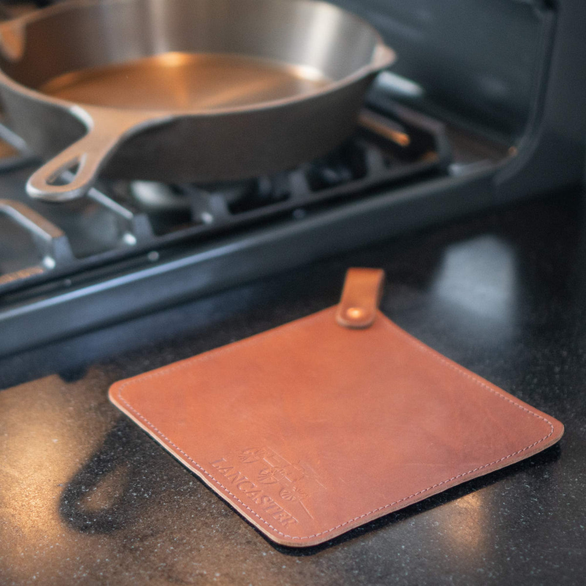 Leather Pot Holder - Double Layered, Handmade Hot Pot Holders - Best Kitchen Hot Pads/Potholders - Made in The USA