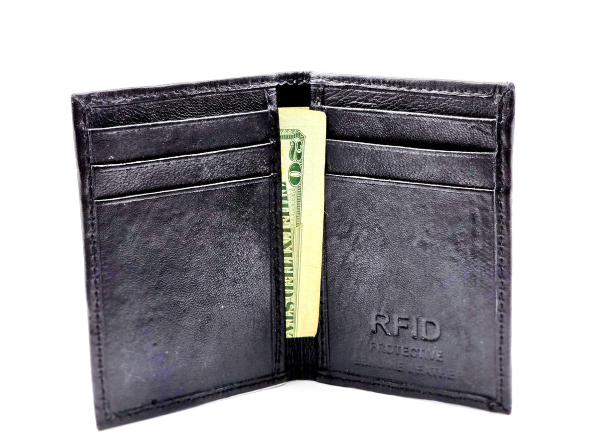 BLB Technologies LLC Slim Front Pocket Wallet for Men – Genuine Leather Minimalist Wallet, RFID Blocking, Holds Cards & Cash, Compact Everyday Carry