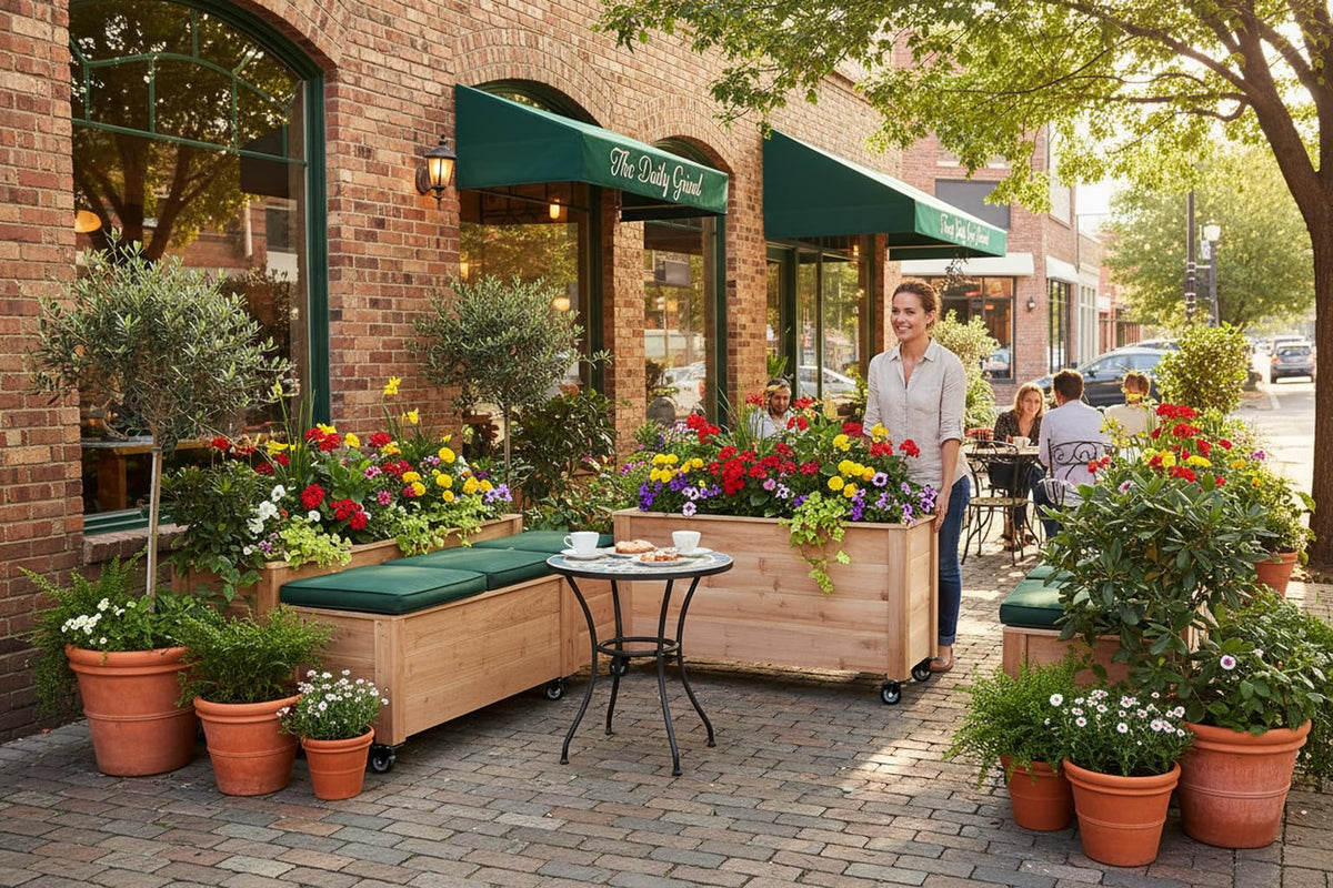 Danny Custom Work Tall Cedar Planter Box with Locking Wheels – Mobile Raised Garden Bed for Patio, Balcony & Business Entrances – Wooden Planter with Brakes for Flowers, Herb & Vegetable Plants (36")