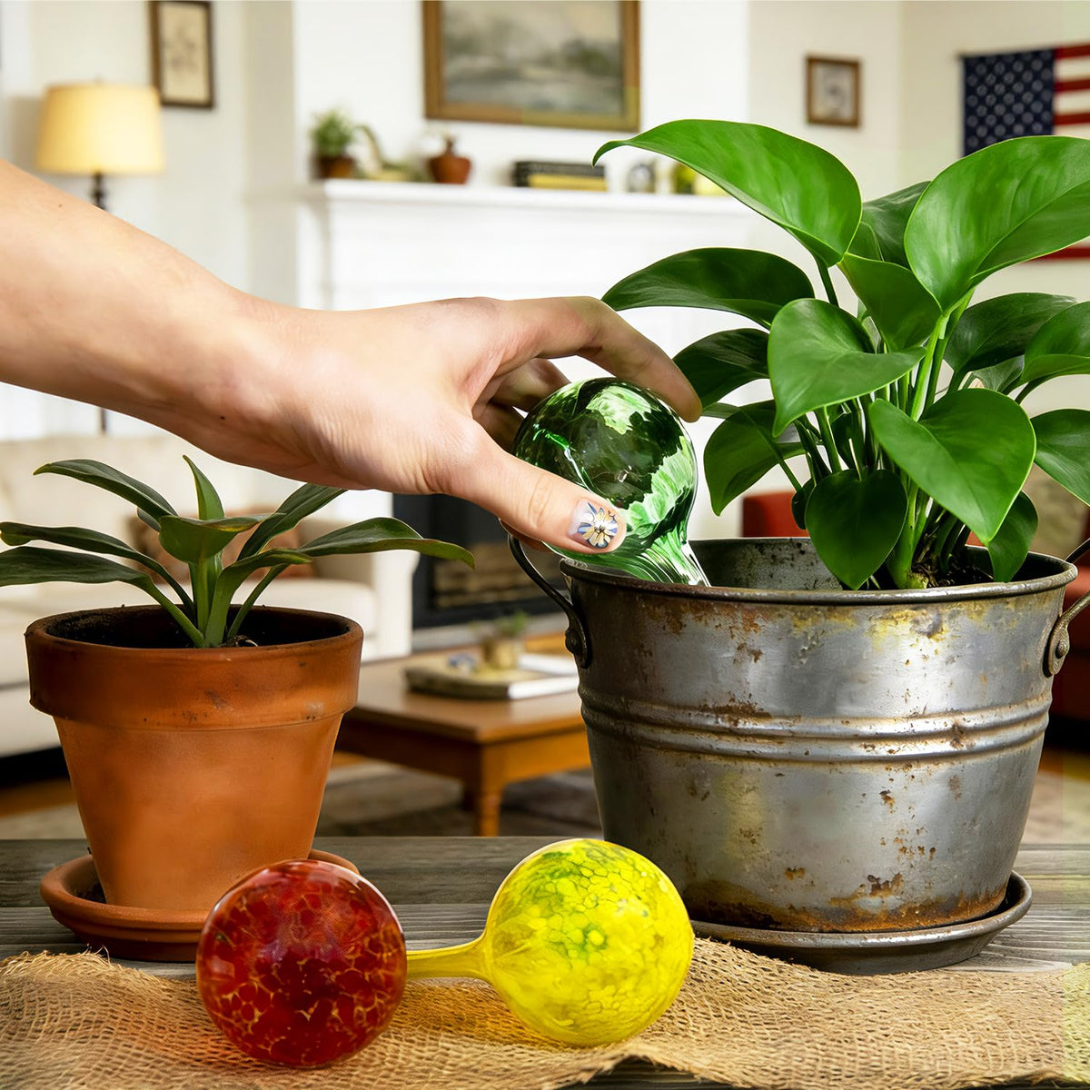Plant Self Watering Globes – 6 Pack Small Colorful Glass Plant Watering Device for Indoor Pots, Self Watering Bulbs for Vacation Plant Care, Drip Irrigation System, Garden Patio Hanging Plants