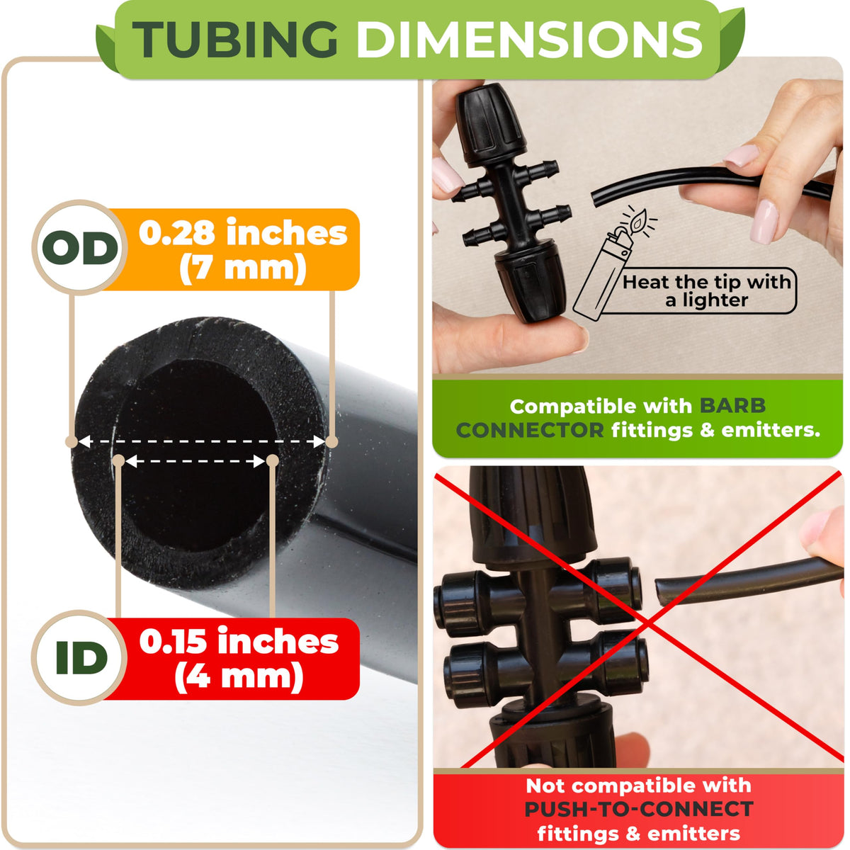CARPATHEN 1/4 Drip Irrigation Tubing - 100 ft Black Drip Irrigation Hose Perfect for DIY Garden Irrigation System, Hydroponics, Misting, or as Blank Distribution Tubing for Any Garden Project