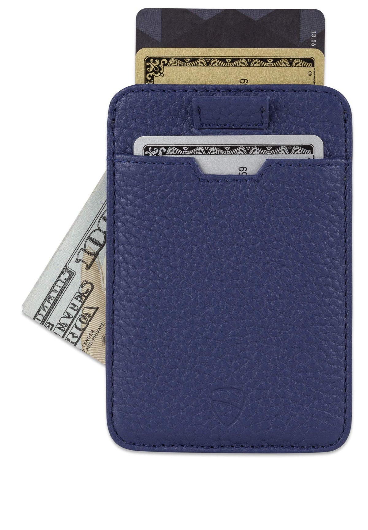 Vaultskin CHELSEA Mens RFID Blocking Slim Leather Card Wallet - Minimalist Front Pocket Cardholder in Matt Blue