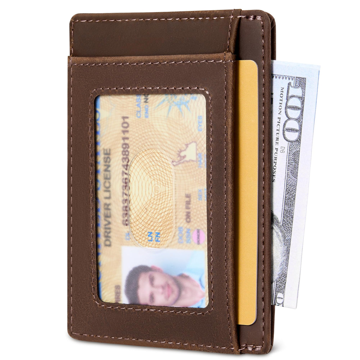 Travelambo 100% Genuine Leather Wallet for Men and Women, Slim Minimalist RFID Blocking Front Pocket Credit Card Holder with Gift Box