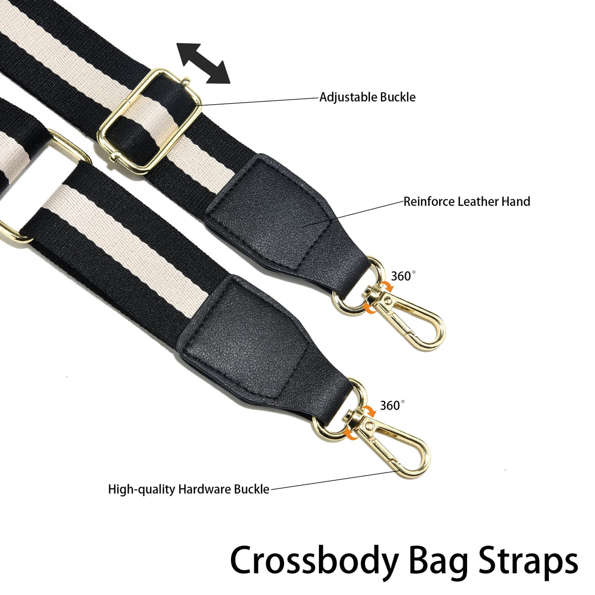 LEMEDE Purse Strap Wide Replacement Crossbody Bag Straps, 1.5" Canvas Handbag Shoulder Strap, Adjustable Tote Belt（Gold Hardware