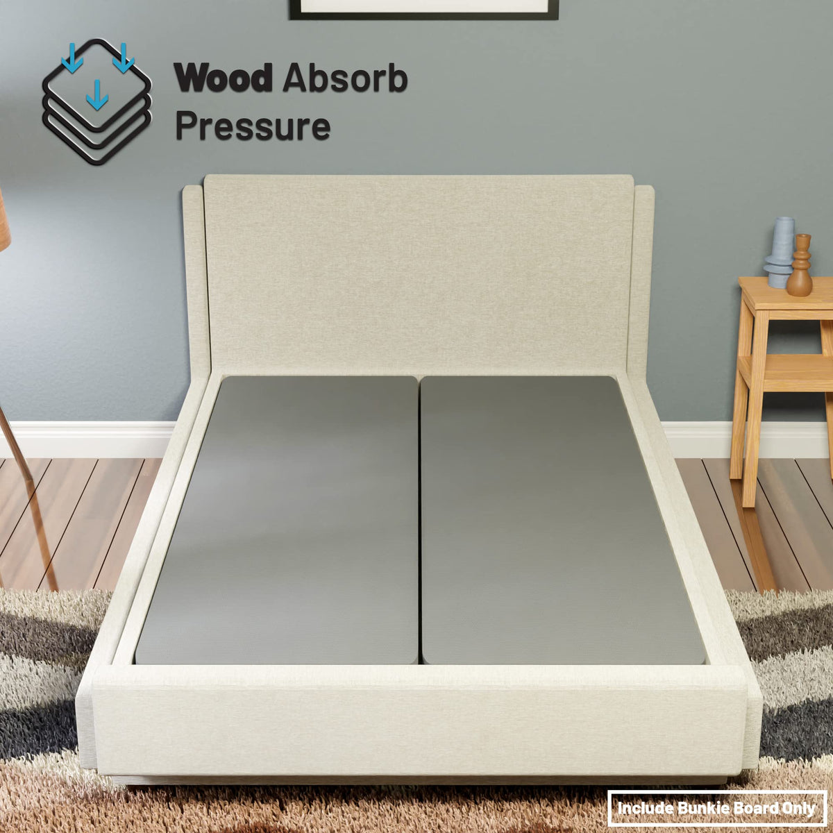 Greatonn, 1.5-Inch Split Bunkie Board for Mattress/Bed, Fully Assembled, Improved Comfort and Support, Queen, Grey