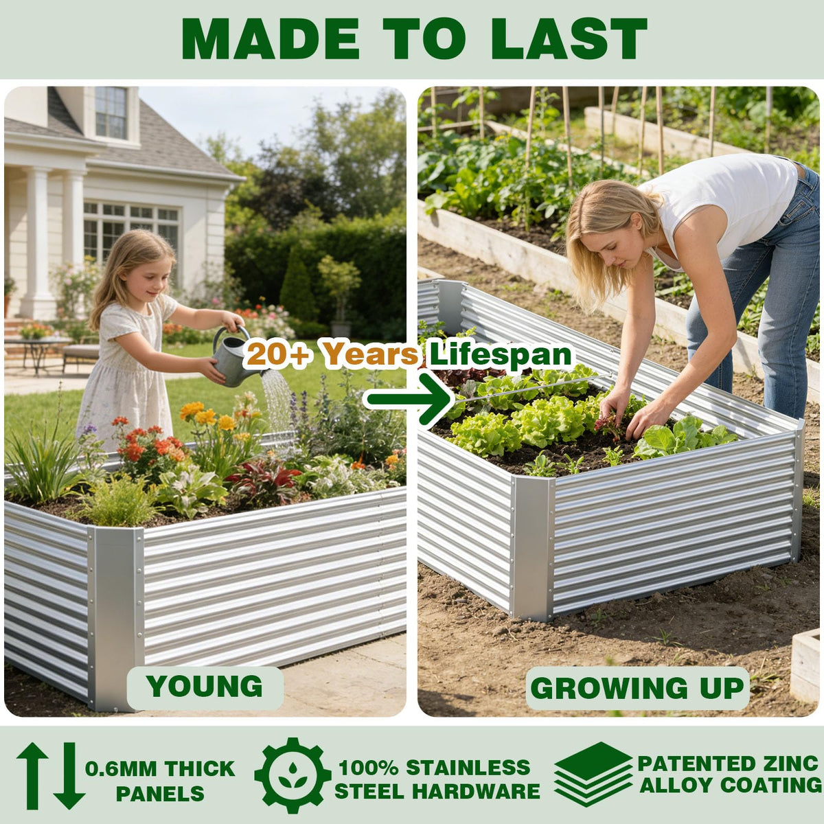 Annzoe 3 Pcs 6 x 3 FT Galvanized Steel Raised Garden Bed, Spacious Outdoor Planter Box with Corrosion-Resistant Finish, Perfect for Vegetables and Herbs in Any Season
