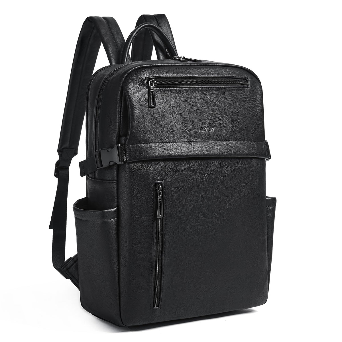 Mroede Leather Laptop Backpack for Women, 15.6 Inch Laptop Travel Backpack Purse Large Capacity Computer Bag, Casual Daypack Nurse Bag College Bookbag for School, Black