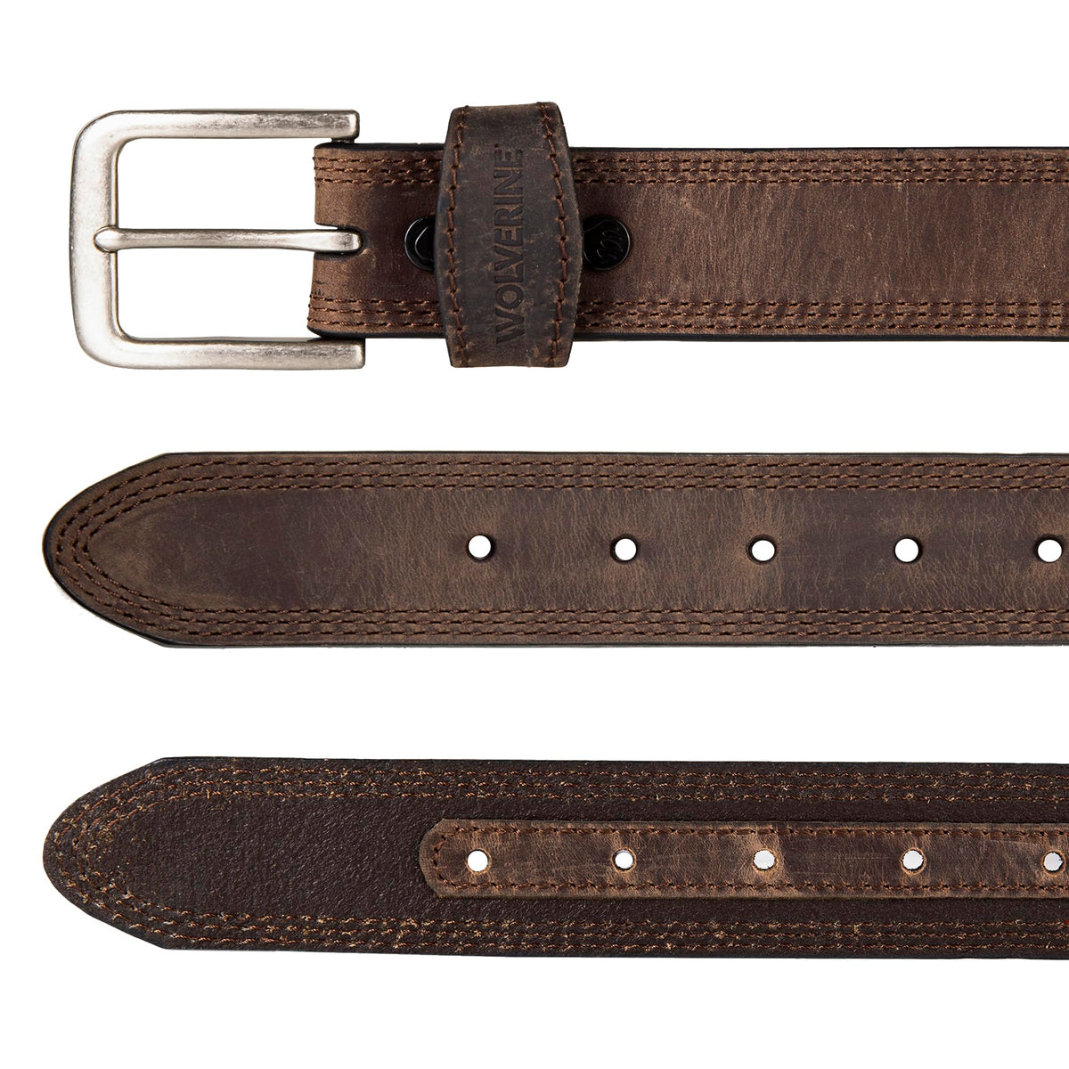 Wolverine Men Boot Leather Work Belt, Rugged-Brown, 40"