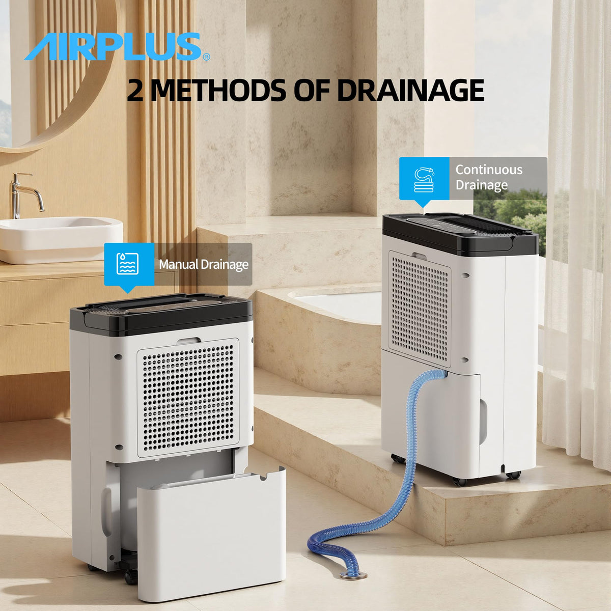 AIRPLUS 5000 Sq. Ft Dehumidifier for Home and Basement, 80 Pint Portable Dehumidifiers with Drain Hose for Large Room, Quiet Sleep Mode Dehumidifier for Bedroom, RV De humidifier for Inside Camper