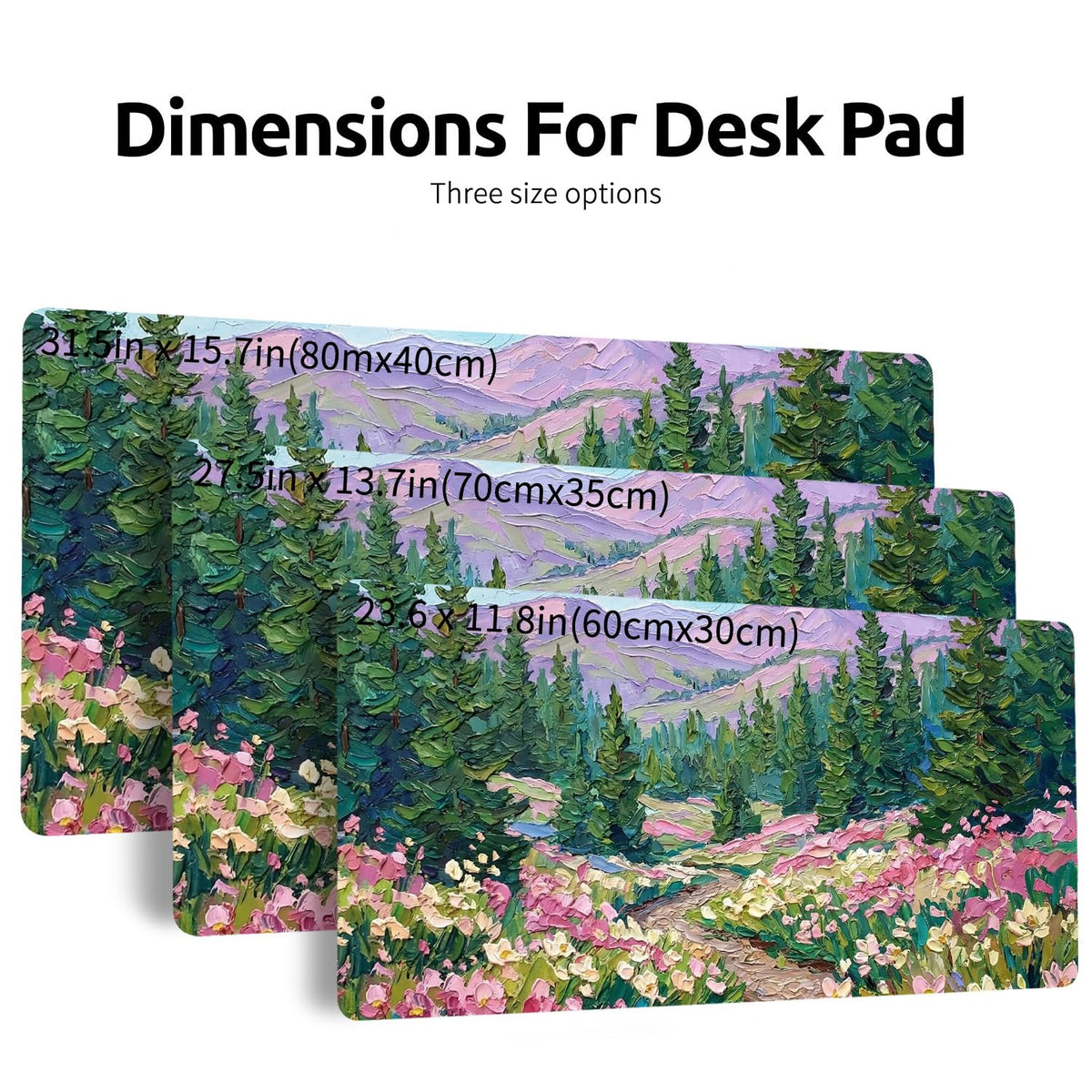 CozyNestCY Oil Painting of Flowers Office Desk Mat 27.6'‘ x 13.8’' Desktop Mat PU Leather Large Mouse Pad Green Mousepad Non-Slip Table Mat for Girls, Women, Home, Work, Computer, and Gaming