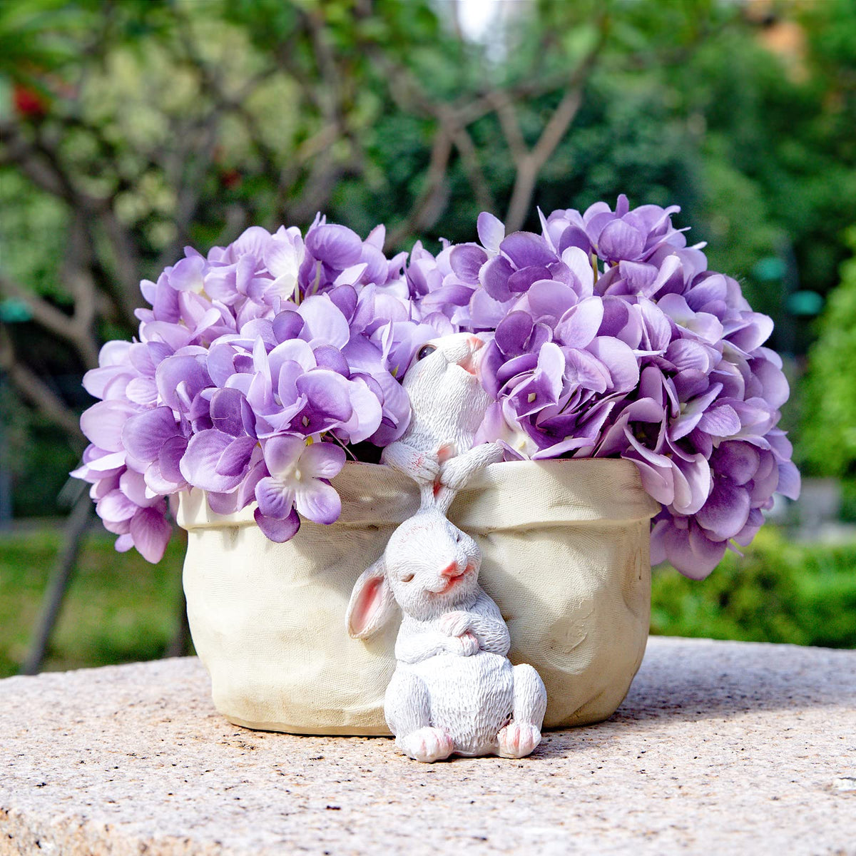WONDHOME Rabbit Flower Pot Succulent Planter Garden Pots, Easter Decorative Flower Pot,Animal Shaped Cartoon Planter Pots,Art Decorations（with Drainage Hole）