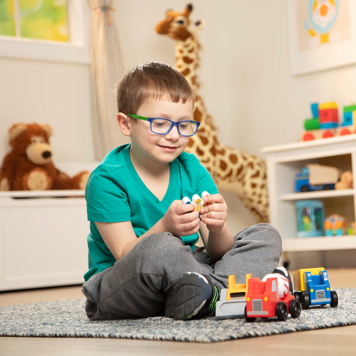 Melissa & Doug Construction Vehicle Wooden Play Set (8 pcs)