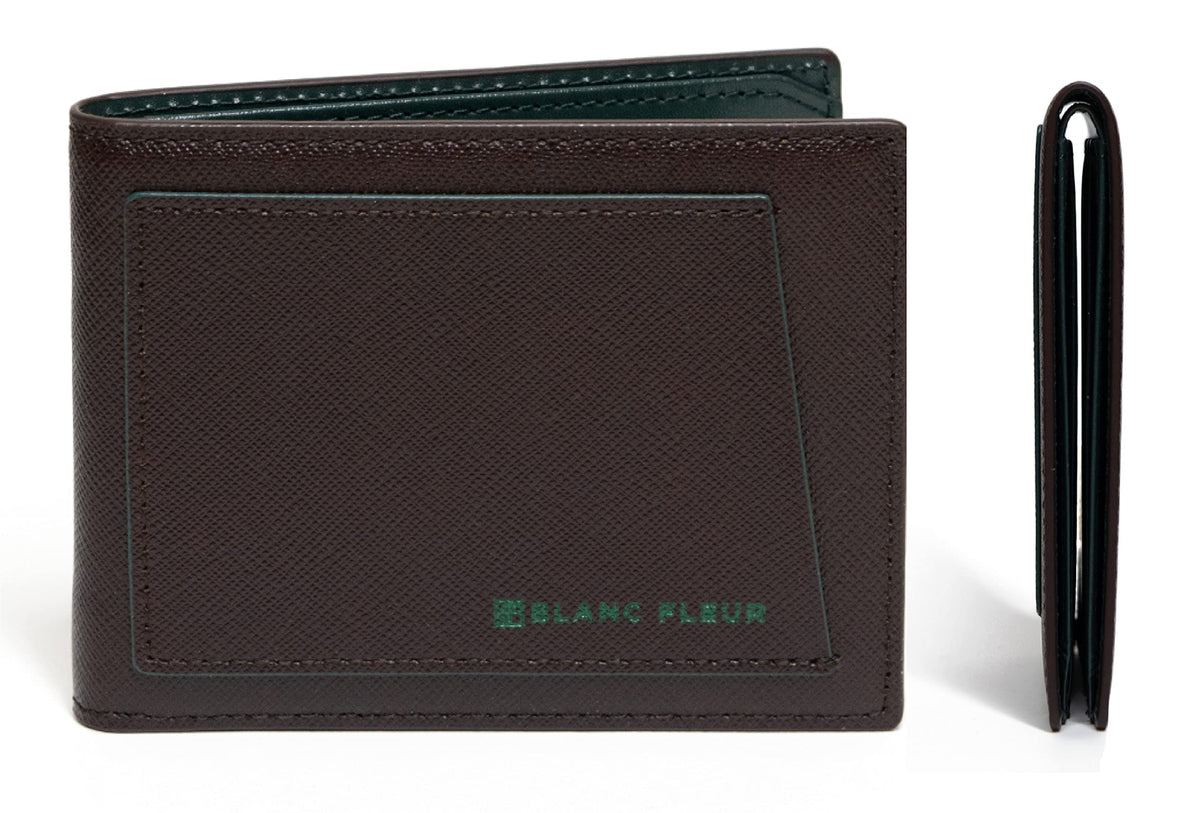 maskfactory stwees bifold leather wallets - Ultra slim, RFID, Front pocket, slim, ID window (Pocket style E, Brown)