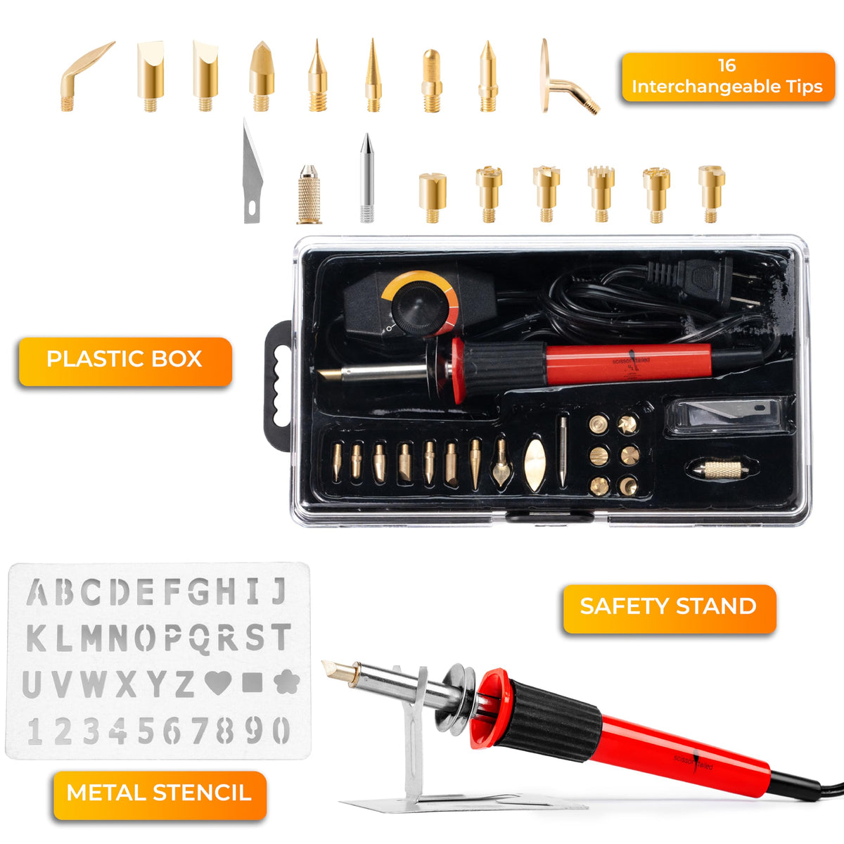 Wood Burning Kit 22PCS, Adjustable Temperature Pen with 18 Tips&Accessories All in a Storage Case - Complete Gift for Mastering The Art of Pyrography