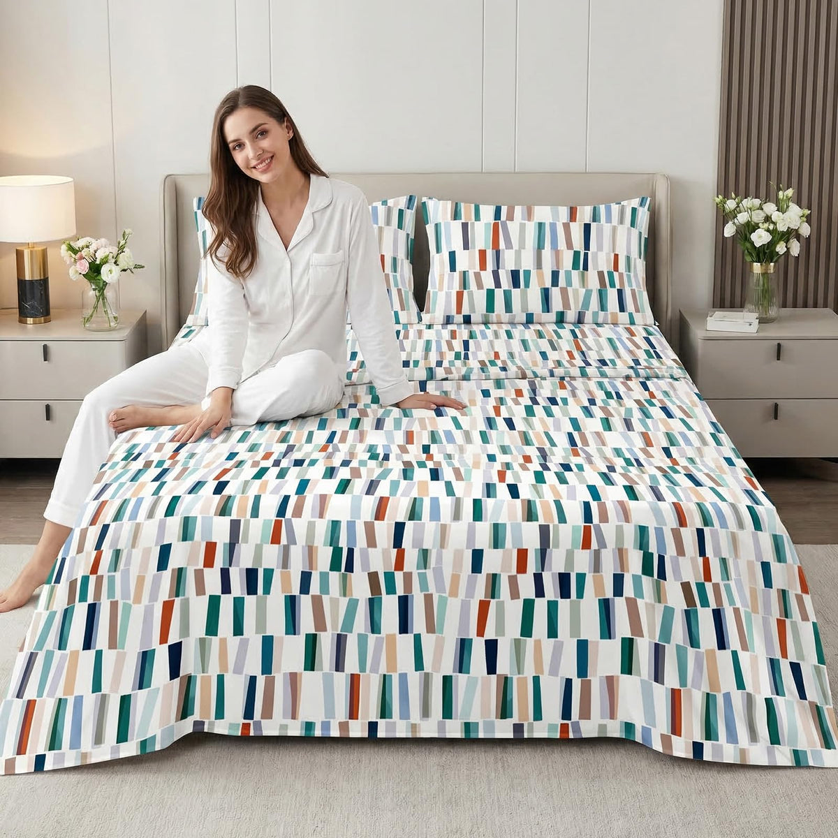 YIYEA Full Size Sheets, Premium Double Brushed Microfiber Bed Sheet Set for All Season, Soft Breathable, 16" Deep Pocket, Shrinkage and Fade Resistant, 4PC, Full