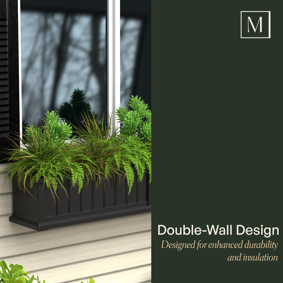 Mayne Cape Cod 3ft Window Box - White - 36in L x 11in W x 10.8in H - with 6.5 Gallon Built-in Water Reservoir (4840-W)