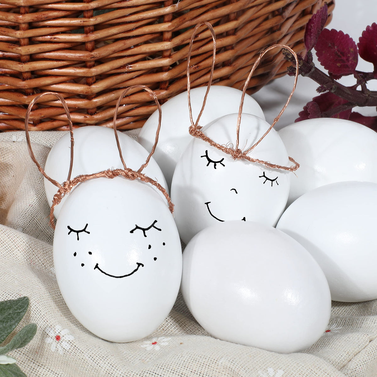 JOYIN 36 Pcs Easter White Wooden Egg, Fake Eggs Plain Decorating for DIY Paint Your Own Egg Decor, Easter Craft, Basket Stuffers, School Activities Supplies