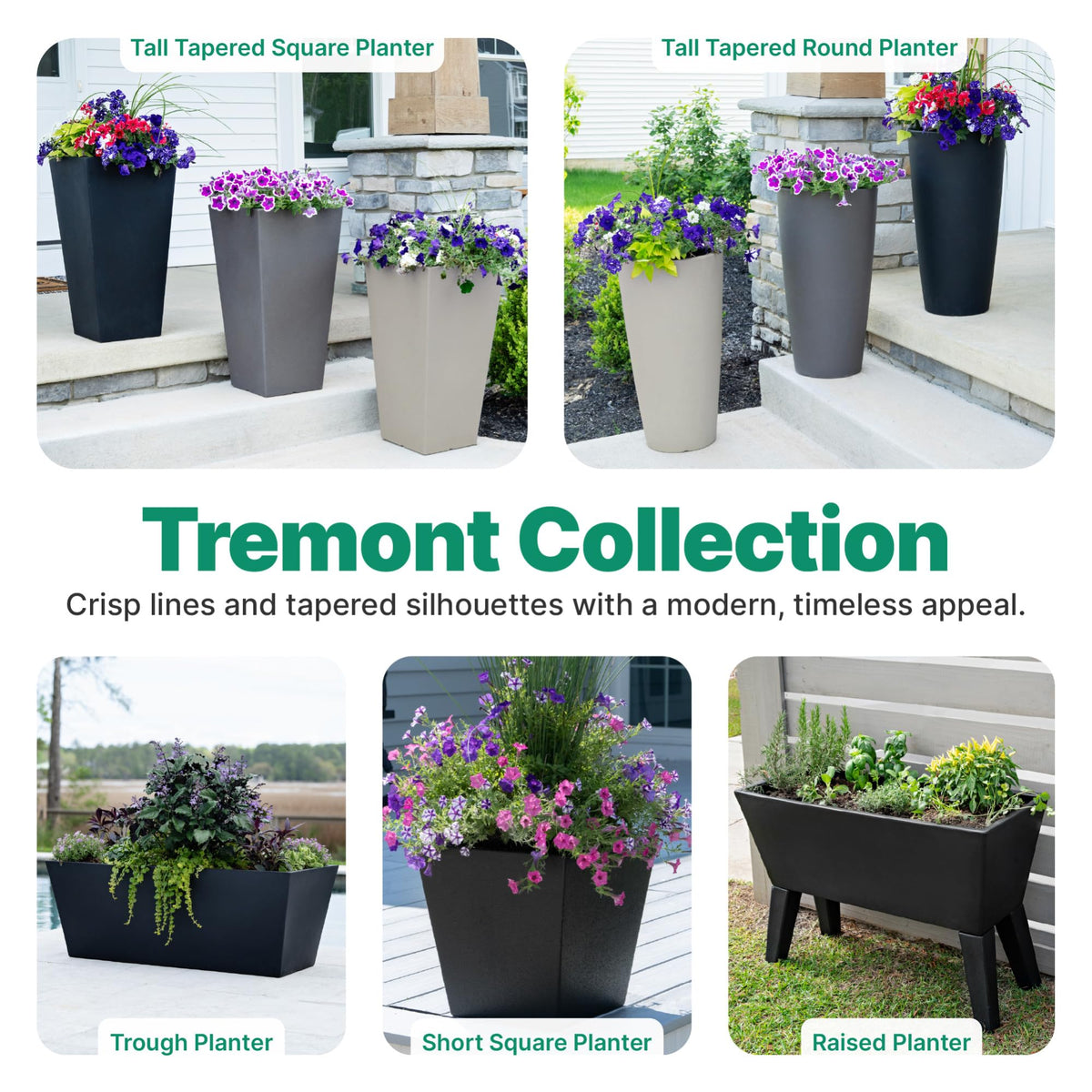 Step2 Tremont Tall Round Tapered Planter, 28" Tall 2-Pack, Indoor/Outdoor Plants, Efficient Drainage, Durable Resin, Concrete