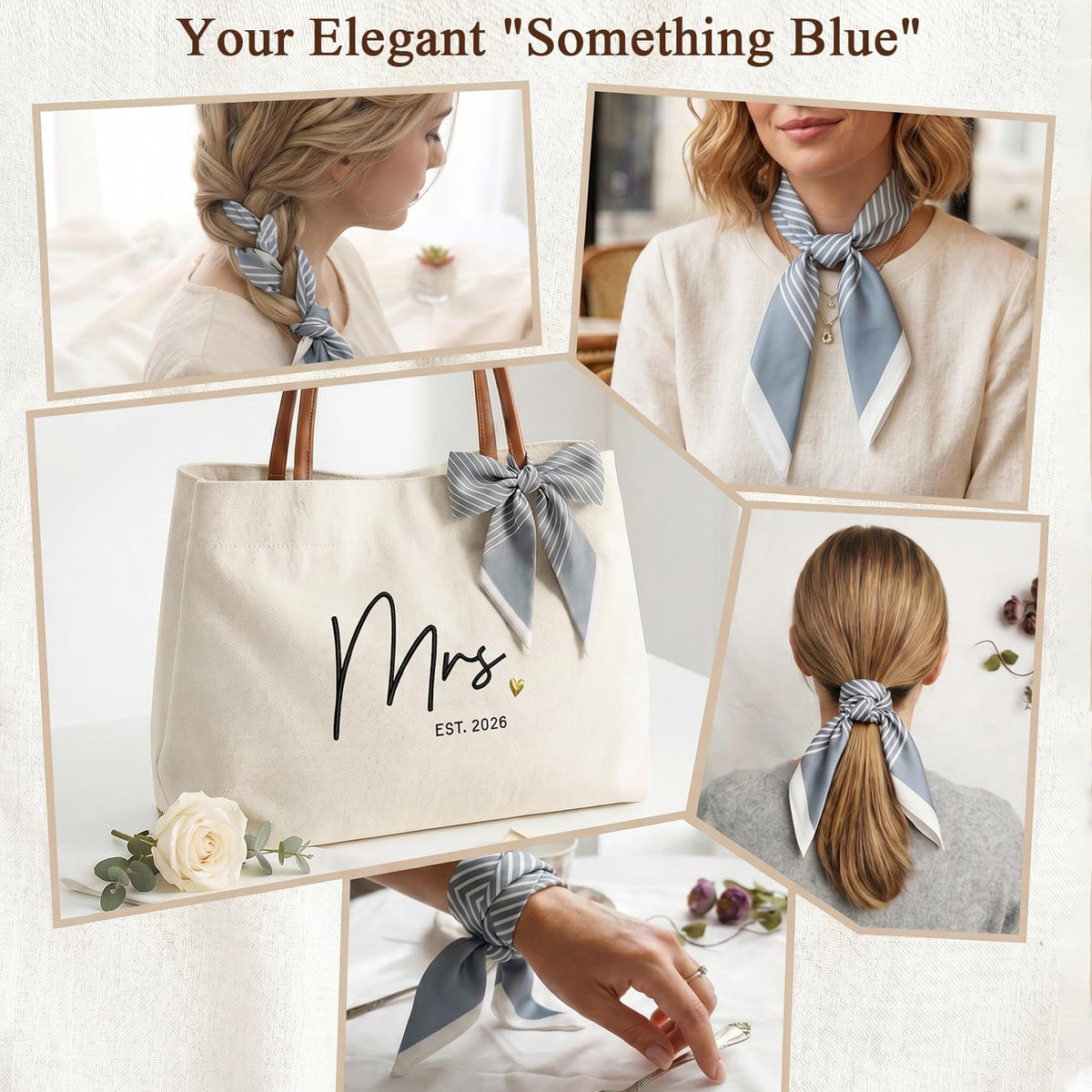 Ugiftcorner Mrs Gifts for Bride Tote Bag 2026, Embroidered Canvas Wedding Essential Bag with Leather Handle & Pocket, Bridal Shower Gift for Bride to Be, Bachelorette Honeymoon Future Mrs Beach Bag
