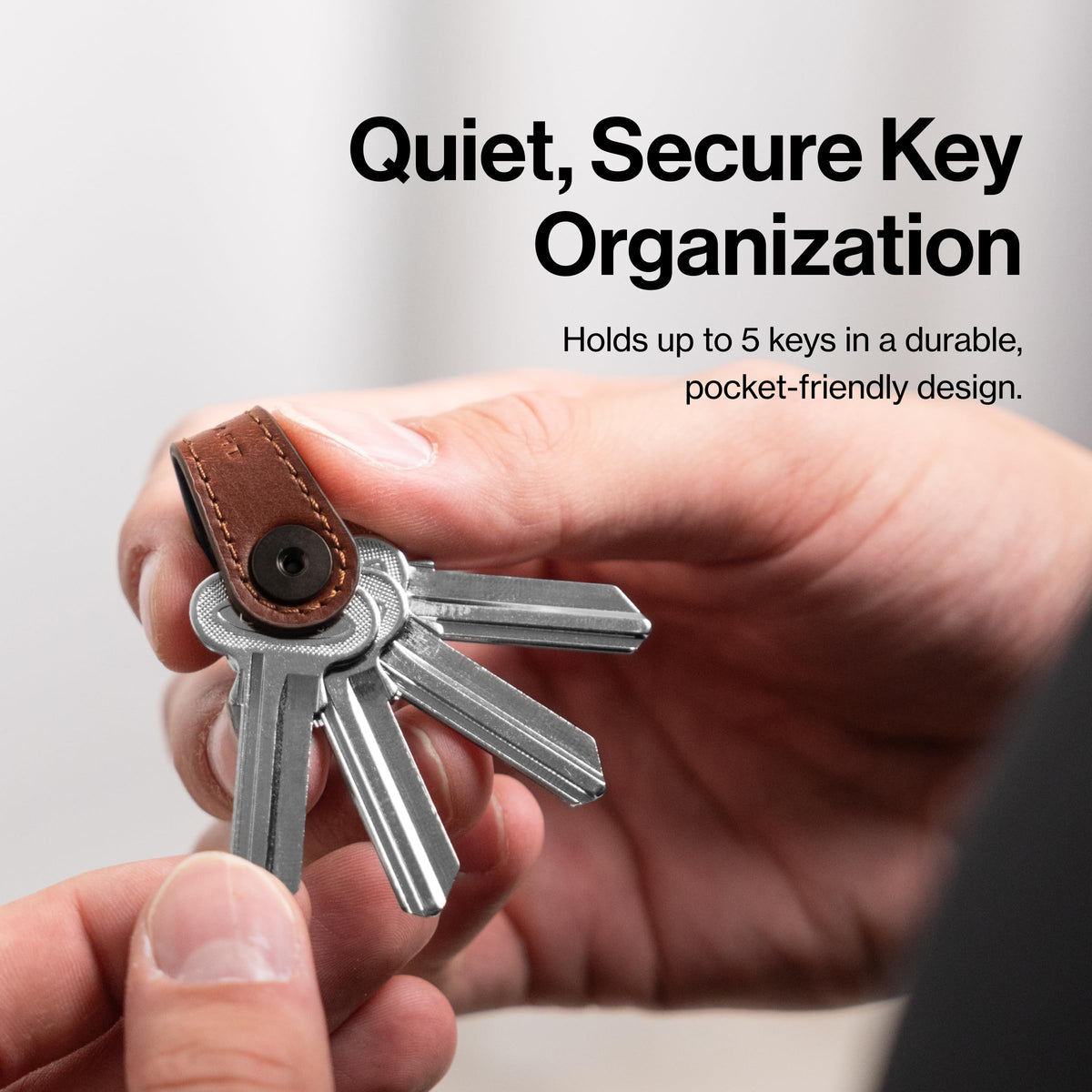 KeySmart Mini - Keychain Key Holder - Compact Key Organizer for Key Chain, Clutter-Free Minimalist Compact EDC Key Chains, Key Ring for Car Fobs Keychains - Leather