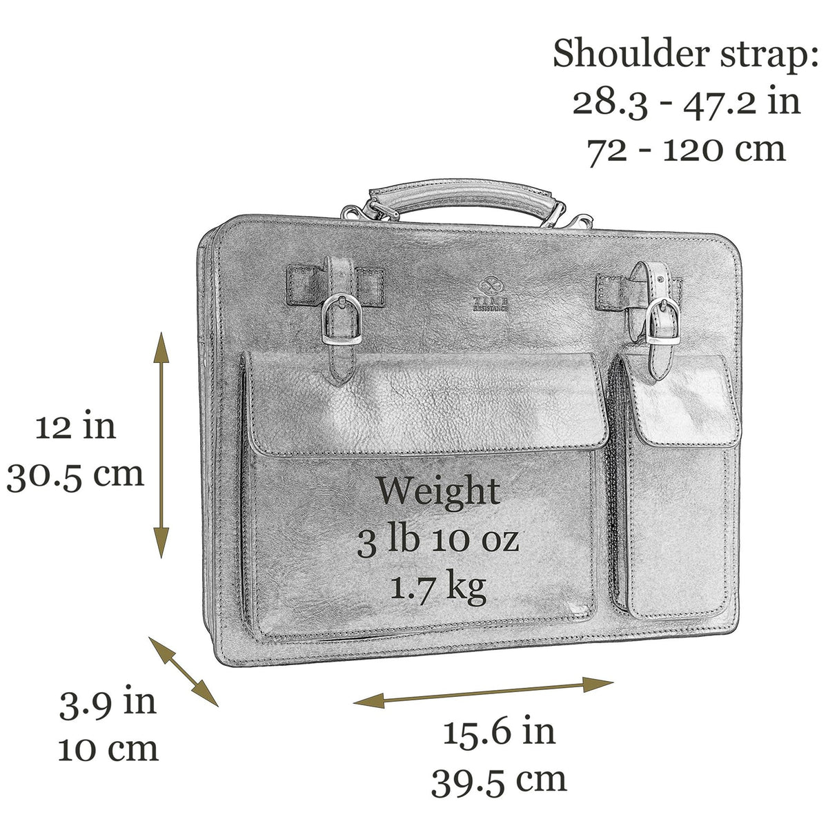 Time Resistance Leather Briefcase - Classy Leather Bag for Men - Business Briefcase - Vintage Bag made in Italy