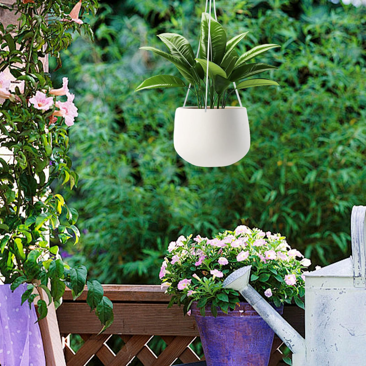 DECHOUS 30pcs Plastic Plant Baskets Hanging Hooks - 3 Size Flower Plant Pot Hanger for Indoor Outdoor Garden Planter Hanging, White