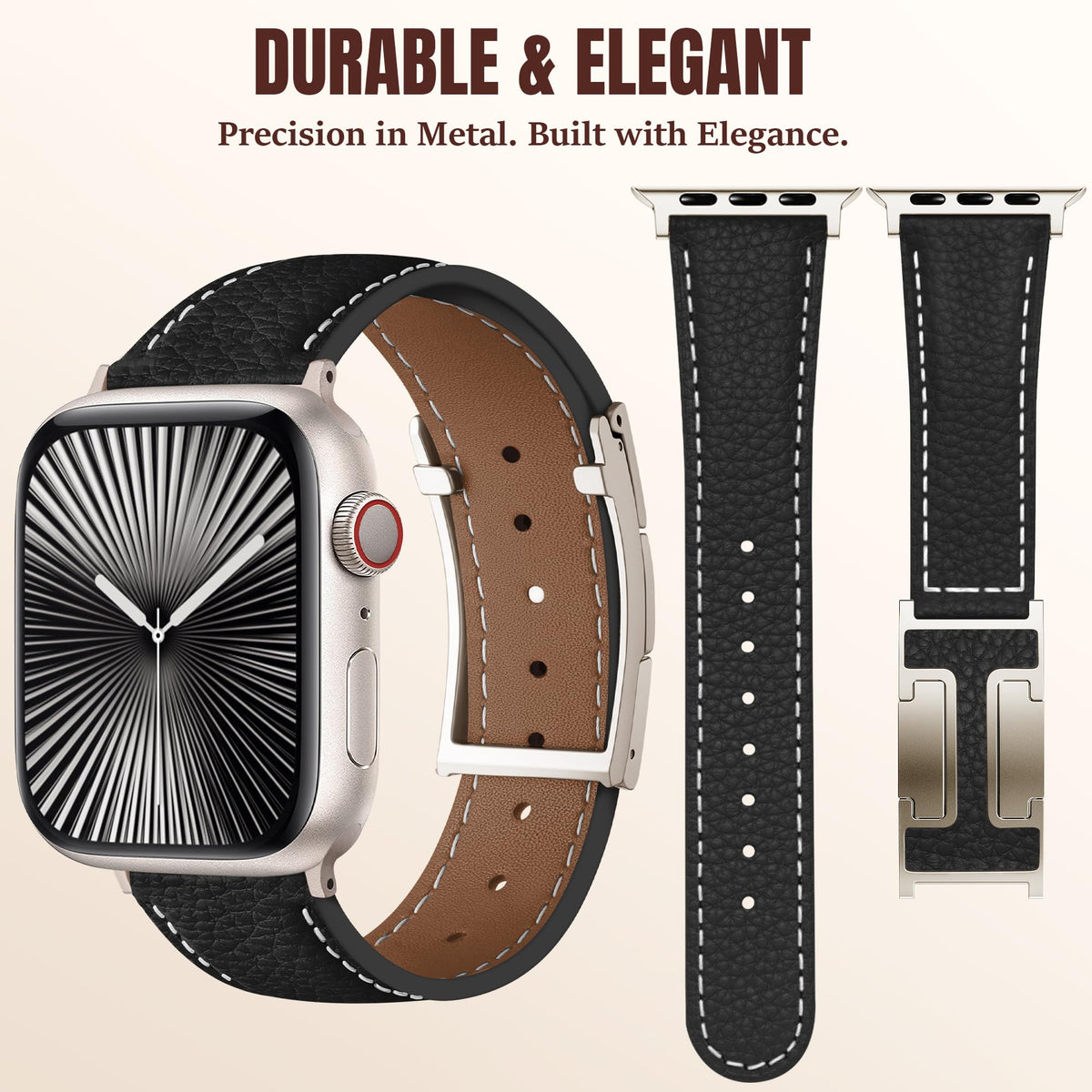 Charlam Leather Magnetic Watch Band, Compatible with Apple Watch Bands 40mm 38mm 41mm 42mm 44mm 45mm 46mm 49mm Women Men, Top Grain Leather Designer Strap for iWatch Series 11/10/9/8/7/6-1/Ultra 3/SE3