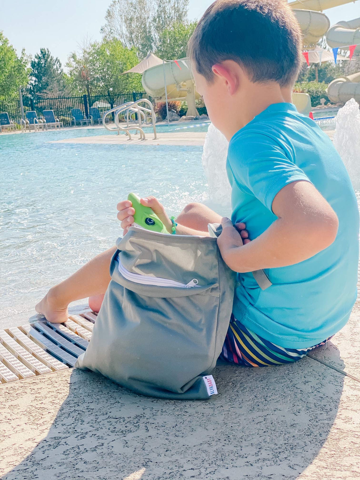 ALVA ALVABABY 2pcs Cloth Diaper Wet Dry Bags Waterproof Reusable with Two Zippered Pockets Travel Beach Pool Daycare Soiled Baby Items Yoga Gym Bag for Swimsuits or Wet Clothes L2629