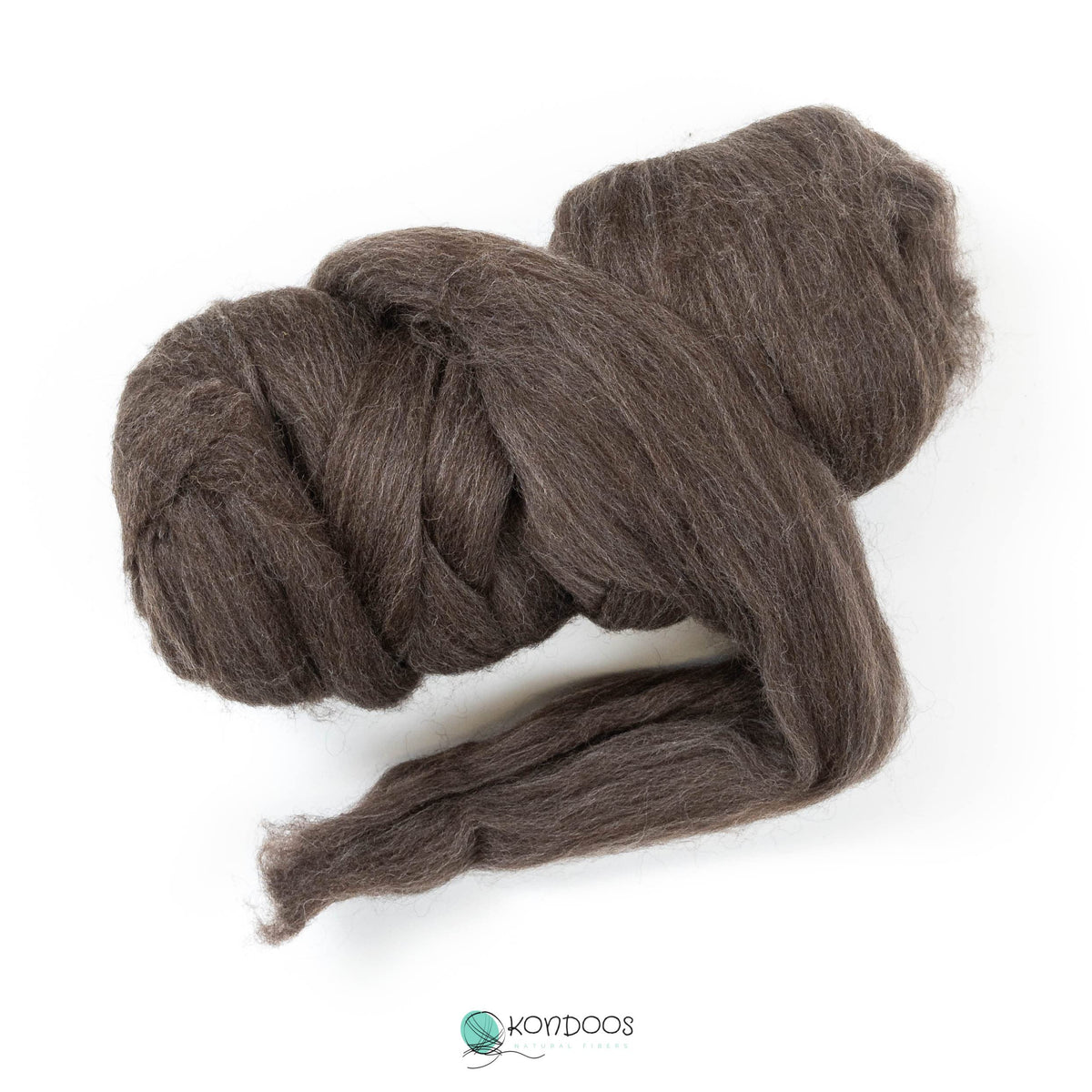 Kondoos Natural Wool roving, 8 OZ. Best for Needle Felting, handcrafts and Spinning. Natural Colours, un-Dyed. (Brown Mocha, 8 oz)