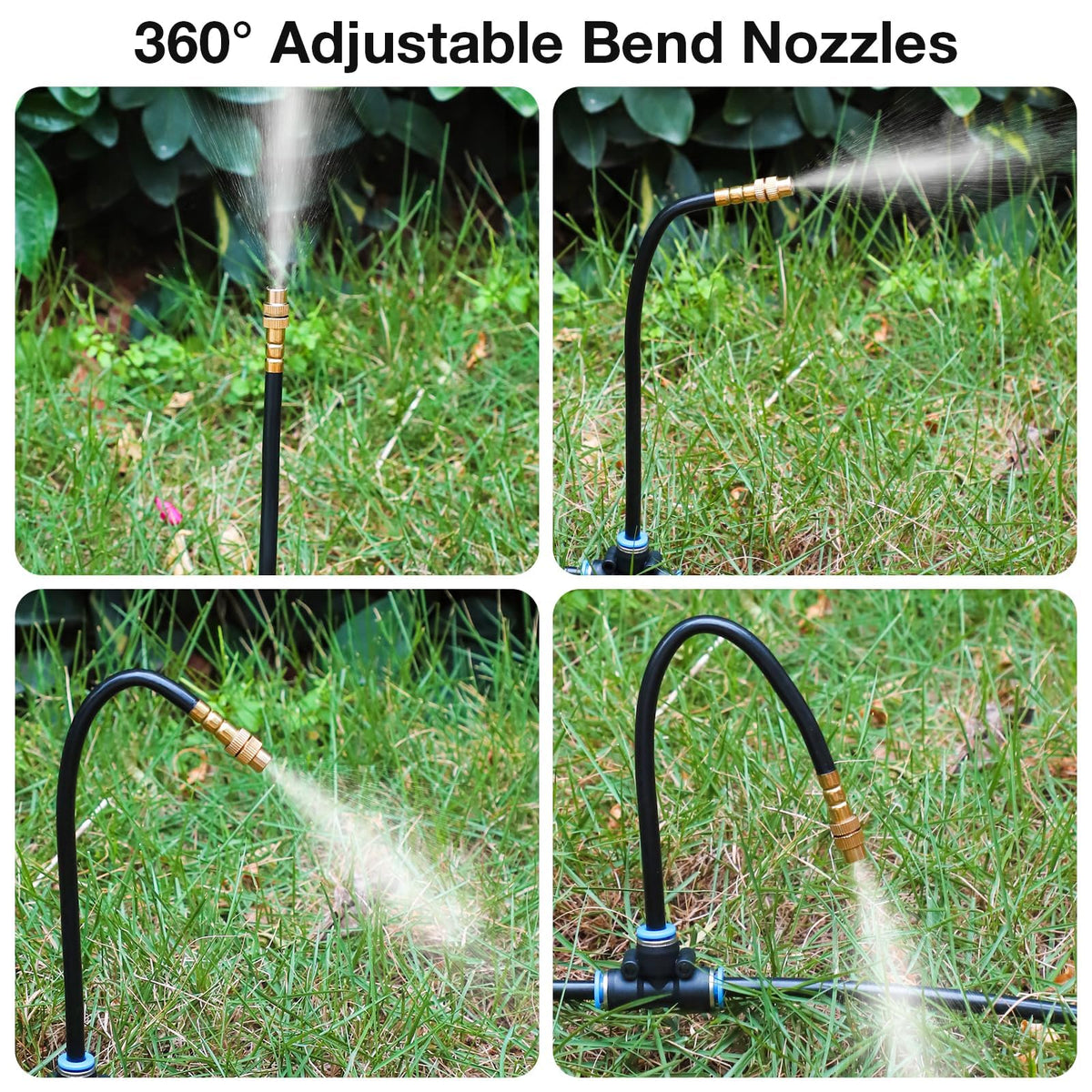 MIXC Drip Irrigation System with Timer,1/4" 100Ft Automatic Garden Watering Kit with 16pcs 360°Adjustable Brass Nozzles & Bendable Rod,for Outdoor Plants,Lawn,Raised Bed,Potted Plant,Yard,Greenhouse