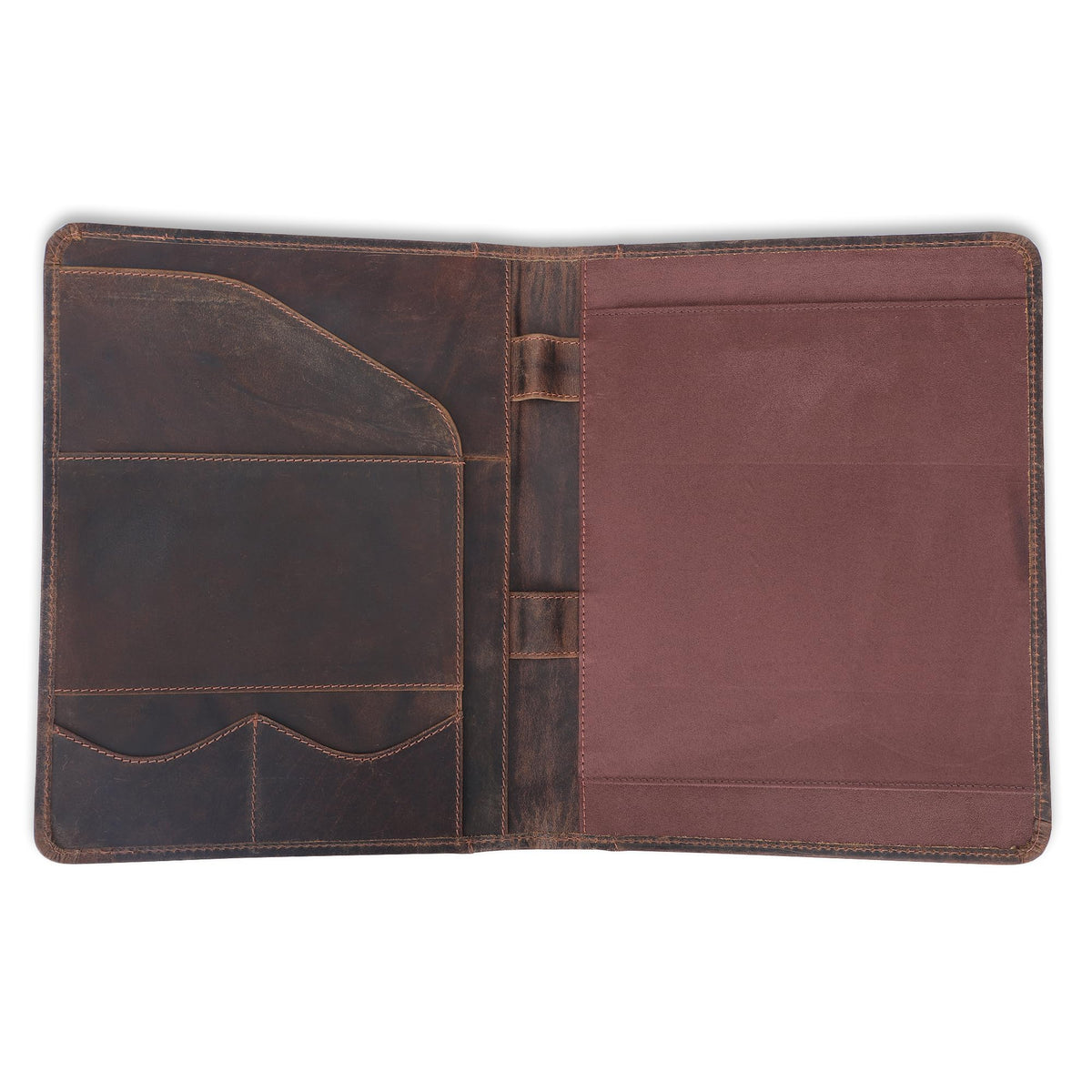 TheAntiq Leather Portfolio Organizer Professional Leather Padfolio for Men and Women A4 Document Folder Resume Holder Legal Pads 8.5 x 11 Padfolio Executive Writing Pad and Document Organizer Brown