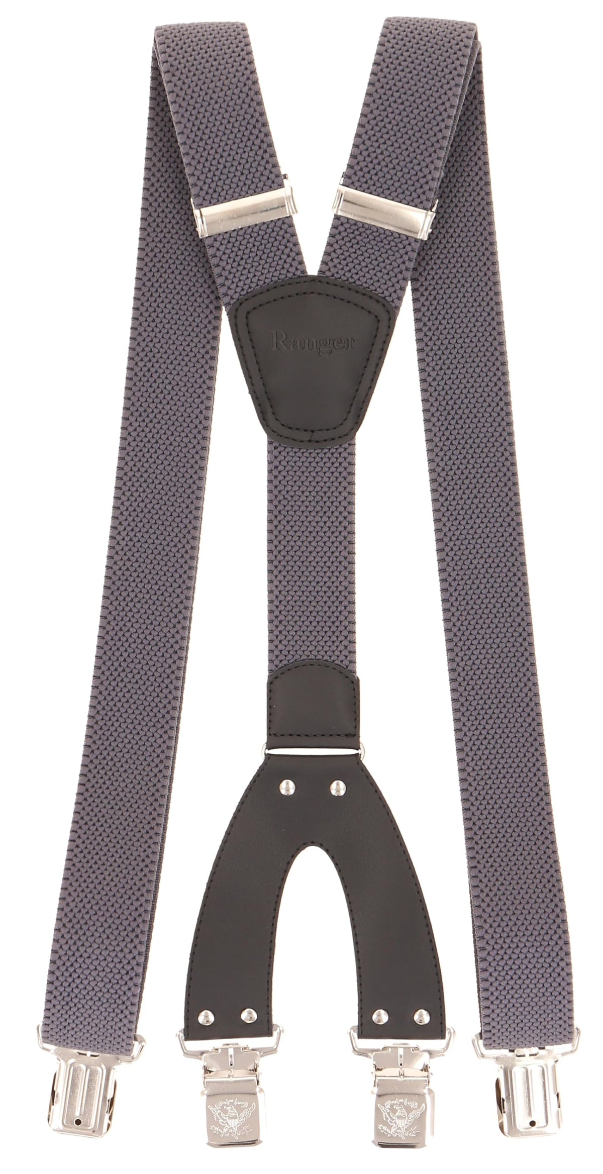 Ranger - Suspenders for Men – 1.6 inch. Wide, 55 inch. Heavy Duty, Long, Strong, Solid, Formal, Suit Accessories Men - Dark Grey
