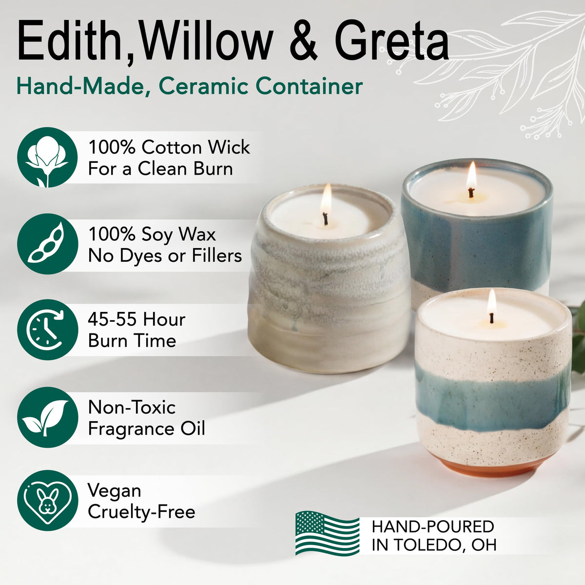 The Growing Candle, Scented Candles 3 Pack, 27oz Natural Soy Wax, Sandalwood Vanilla, Mint Eucalyptus, Rosemary Sage, Aromatherapy Sets, Holiday Gift Set for Women