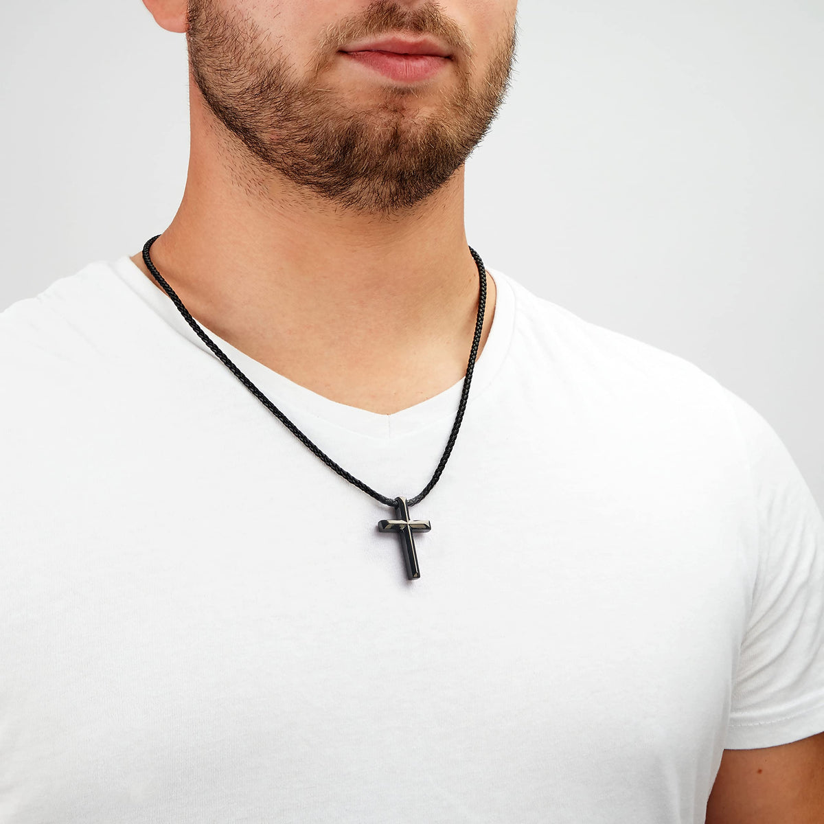 SERASAR Leather Chain Men Necklace with Pendant - 50cm Black Choker Jewellery Box for Real Locket Necklet