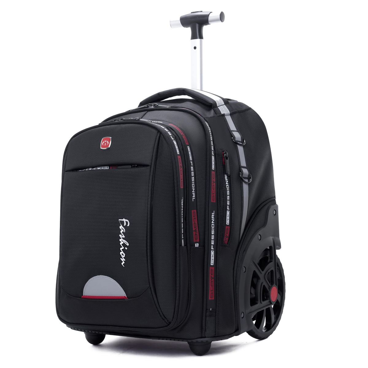WMHYLYH Waterproof Rolling Backpack for Women and Men, Laptop Backpack with Wheels for Adults, Carry on Backpack with Large Wheels for Travel and Business Commuter (Black, 22inch)