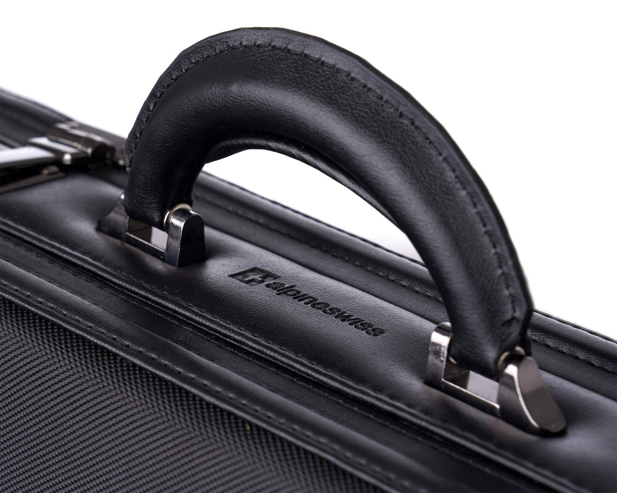 Alpine Swiss Mens Briefcase | Hard Side Business Case | Expandable Attache Case For Men | Dual Combination Locks | Padded Interior | Multi Organizer Pockets | Manufacturer’s Warranty