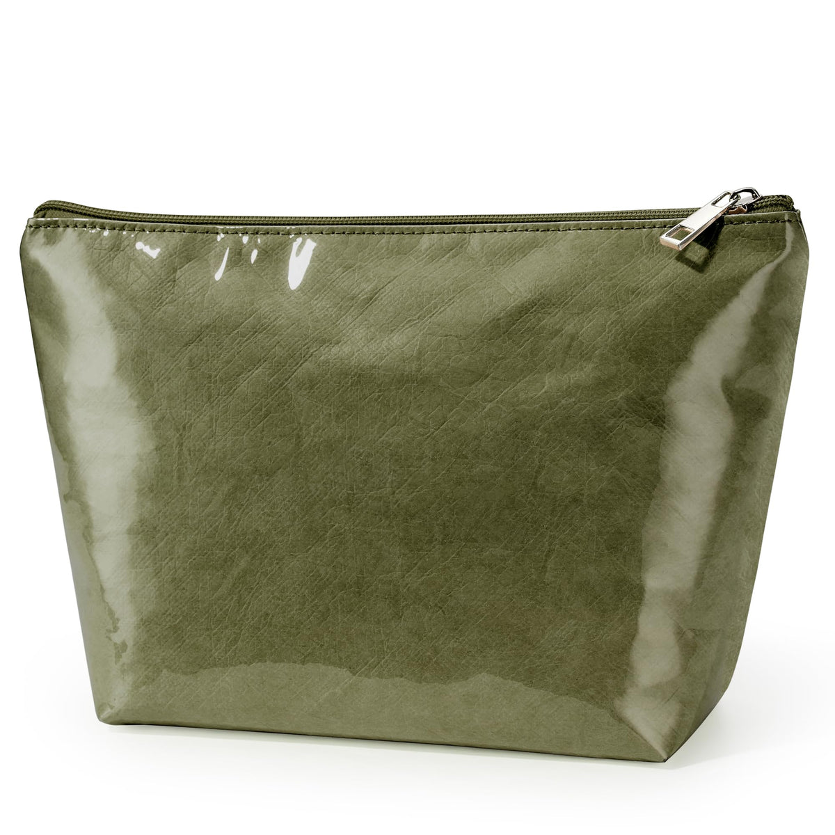 WLLWOO PVC Waterproof Makeup Bag Kraft Paper Cosmetic Bag Travel Toiletry Zipper Pouch Organizer for Women Purse
