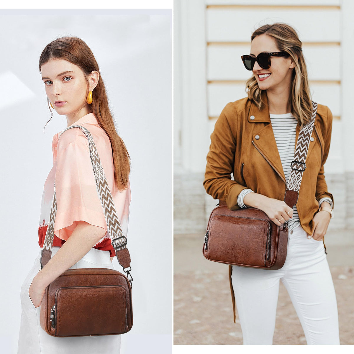 TANTOMI Crossbody Bags for Women Trendy, Shoulder Hobo Anti Theft Bags Cross body Handbags Women's Leather Purses with 8 Card Slots (Brown)