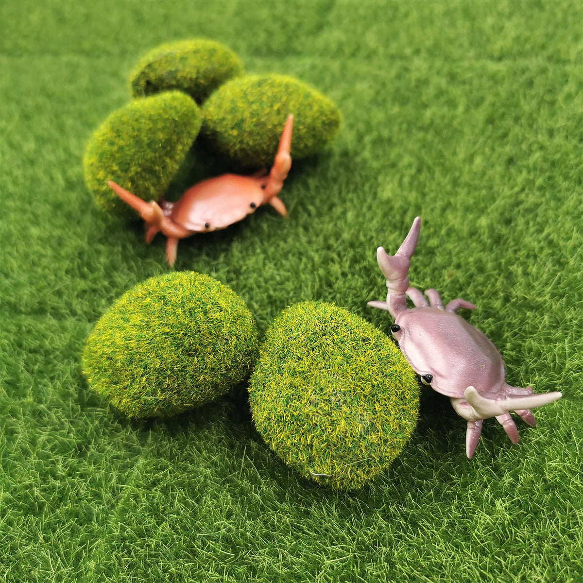 SNAIL GARDEN 13PCS Fairy Artificial Grass, 8Pack Life-Like Garden Lawn with 5Pcs Artificial Moss Rocks-Miniature Ornament Garden Fairy Accessories for DIY Decoration(6 x 6 Inch)