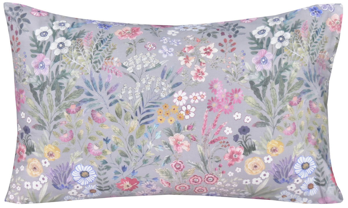 J-pinno Watercolor Flowers Elegant Grey Bloom Botanical Floral Wildflower Aesthetic Cute Sheet Set for Kids Girls Teens 100% Cotton Flat Sheet + Fitted Sheet + Pillowcase Bedding (Flower Garden, Full)