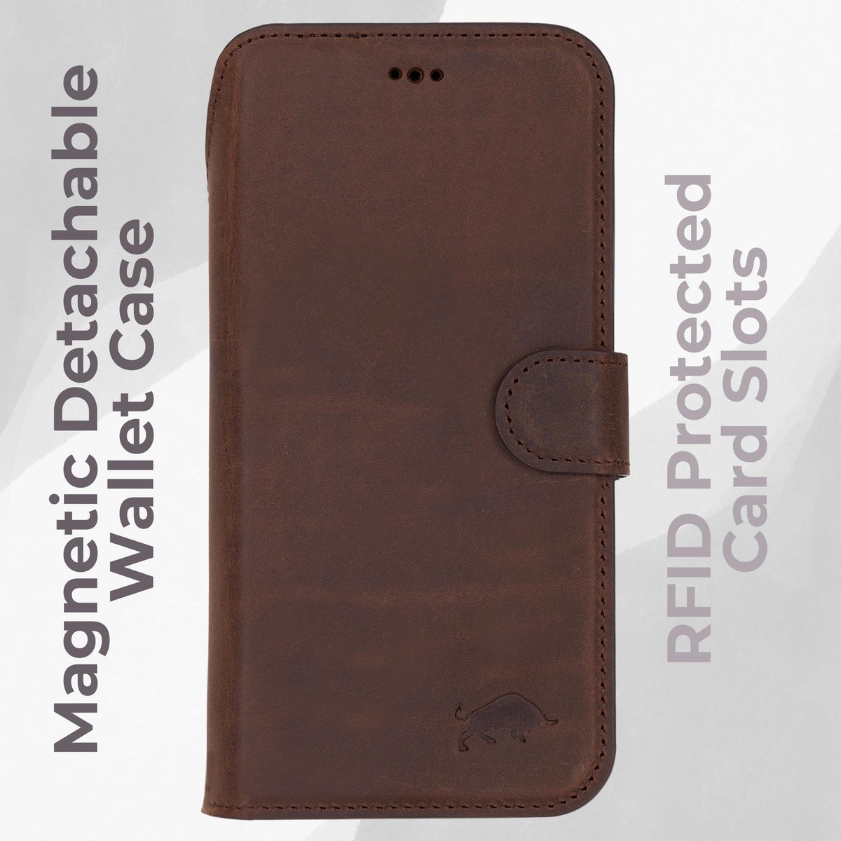 VENOULT Full Grain Genuine Leather Wallet Case for iPhone 17 Pro Max, 4 Card Holder Folio Cover, Business Style, Man or Women, Compatible with MagSafe, RFID Protected, Handmade (Vintage Brown)