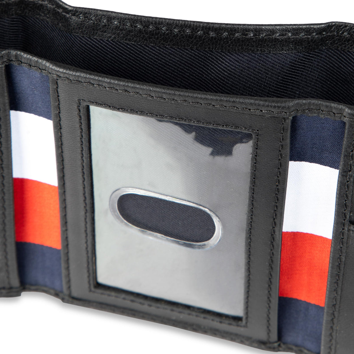 Tommy Hilfiger Men's Stripe Emboss Trifold Wallet, Black, One Size