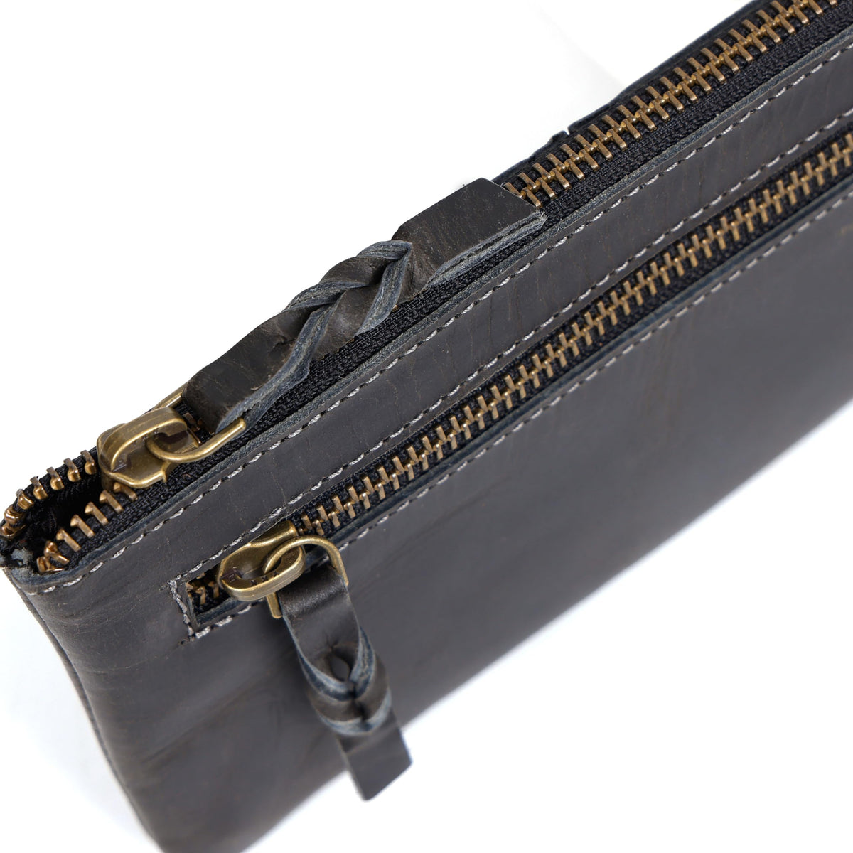 LEATHER TOWN Leather Pencil Case Pouch 8" x 4" - Leather Pen Case with Zipper (Black)