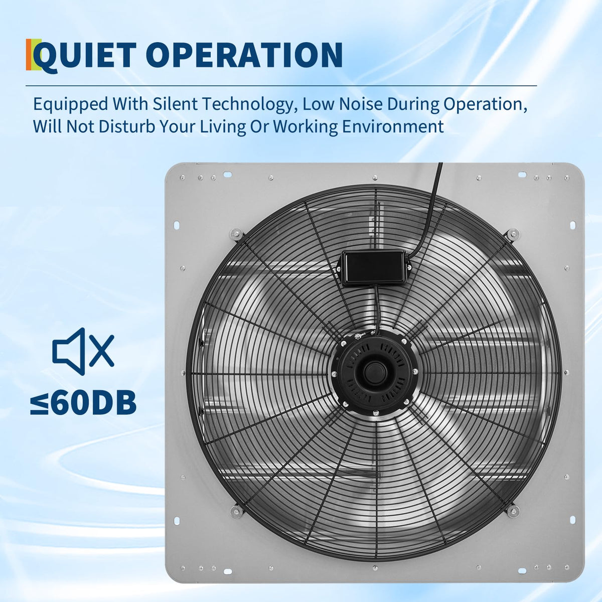 SierraSquad 20" Wall Mounted Shutter Exhaust Fan with 5ft Power Cord – 3500 CFM, 1500 RPM High Velocity Attic Vent Fan with Automatic Shutters, Quiet Operation for Garage, Greenhouse, Shed