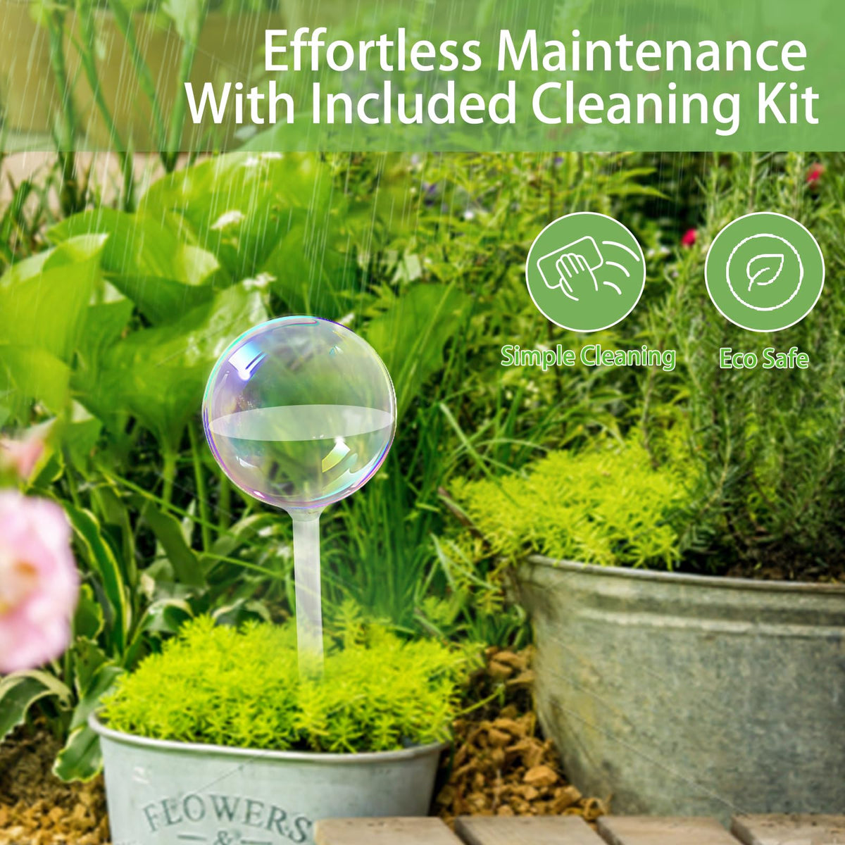 SOURACE 4PC Iridescent Self Watering Globes, Large Glass Rainbow Plant Watering Globes, Self Watering Planter Insert for Indoor and Outdoor, Plant Watering Blubs, Automatic Plant Waterer