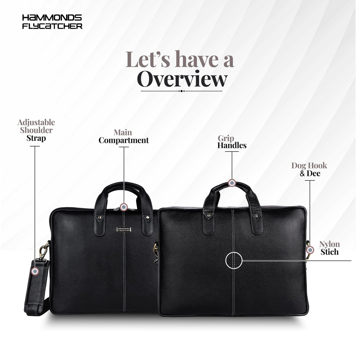 HAMMONDS FLYCATCHER Genuine Leather Laptop Bag for Men with Padded 15.6 Inch Laptop Sleeve, Leather Messenger Bag for Men - Briefcases with Multi Pockets for Office and Travel Use - Classic Black