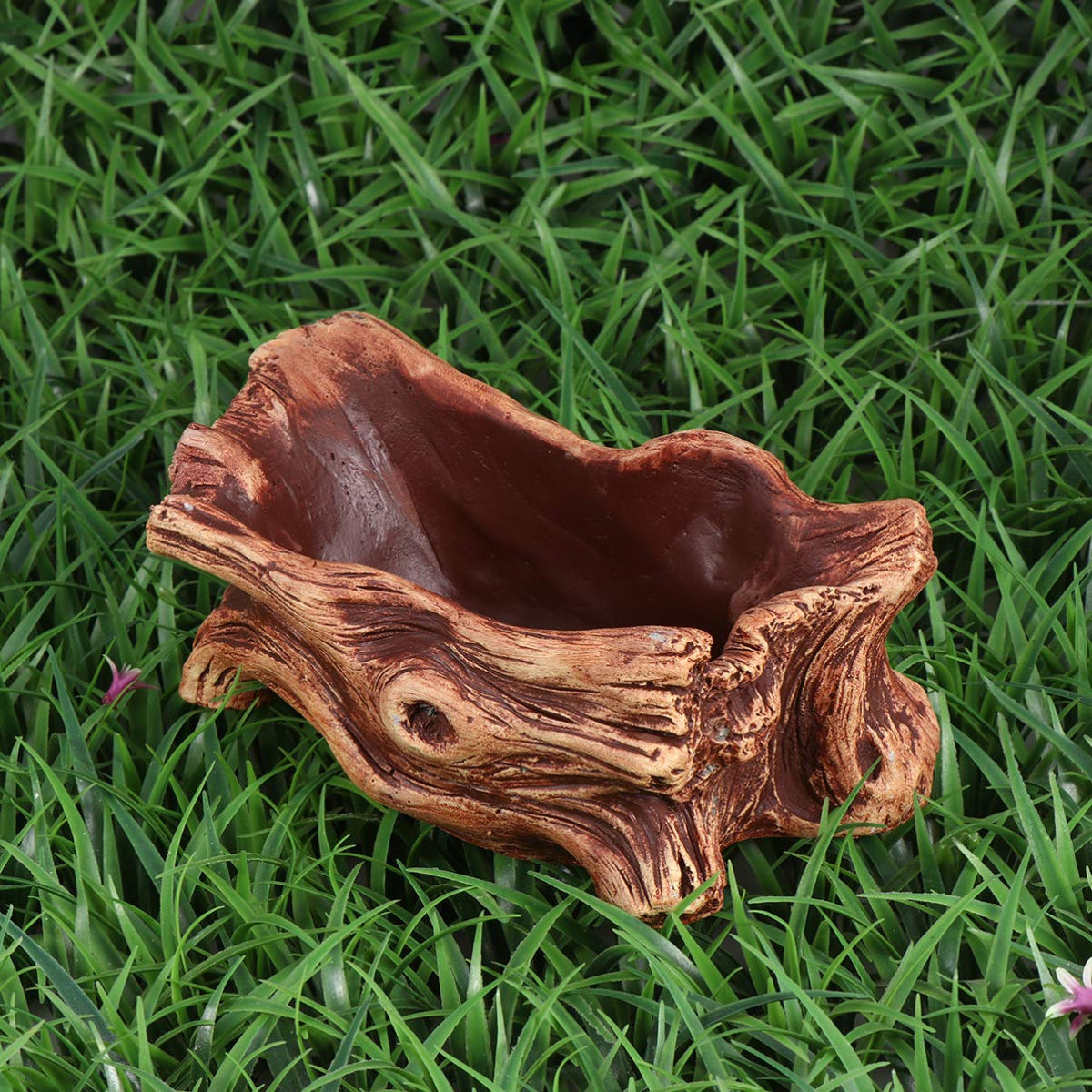 Desk Containers Driftwood Stump Log Concrete Planter Succulent Pot Flower Plant Pot Container for Indoor Outdoor Patio Decoration Brown Ornament Container