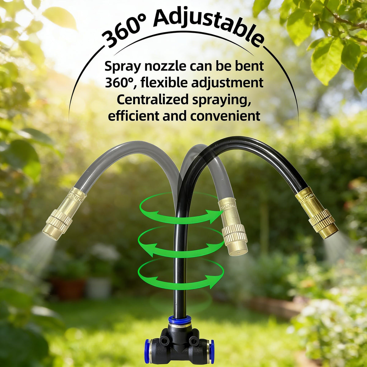100 Ft Drip Irrigation System for Garden - Drip Irrigation Kit with 32 360°Adjustable Copper Nozzles Hose, Automatic Atomizing Plant Watering Sprinkler System for Yard, Lawn, Greenhouse, Potted