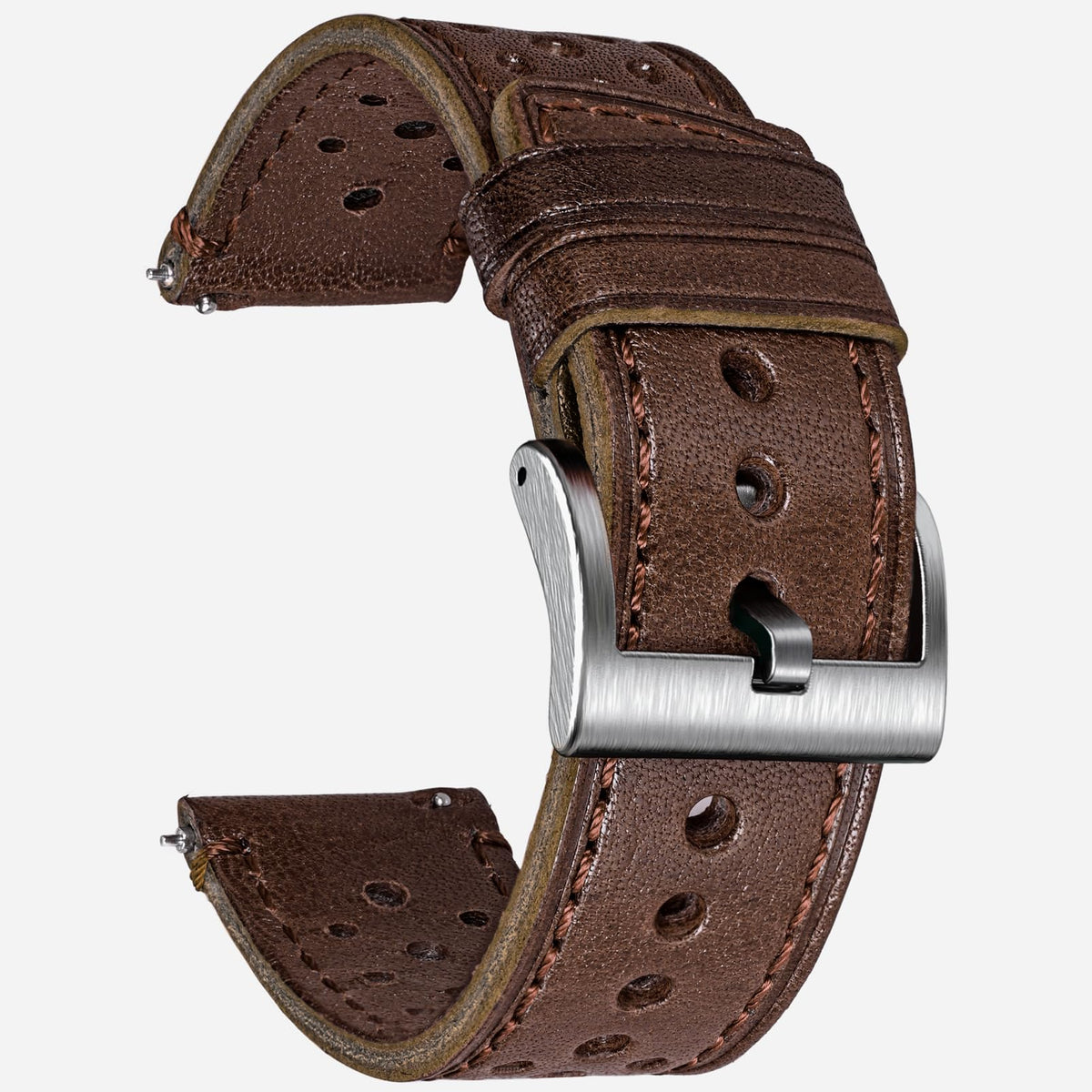 Quick Release Watch Band, Genuine Perforated Leather Watch Strap - Replacement 18 20 22 24mm Watch Bands for Women & Men - Stainless Steel Buckles - Compatible with Regular & Smart Watch Bands